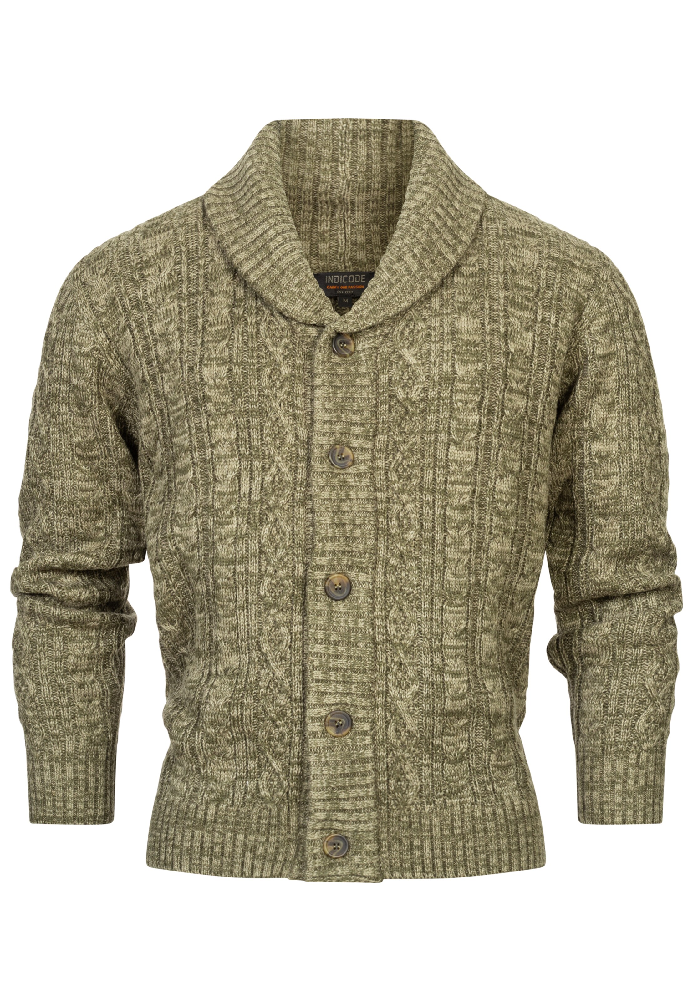 INDICODE JEANS Knit cardigan ' Ilterly ' in Green: front