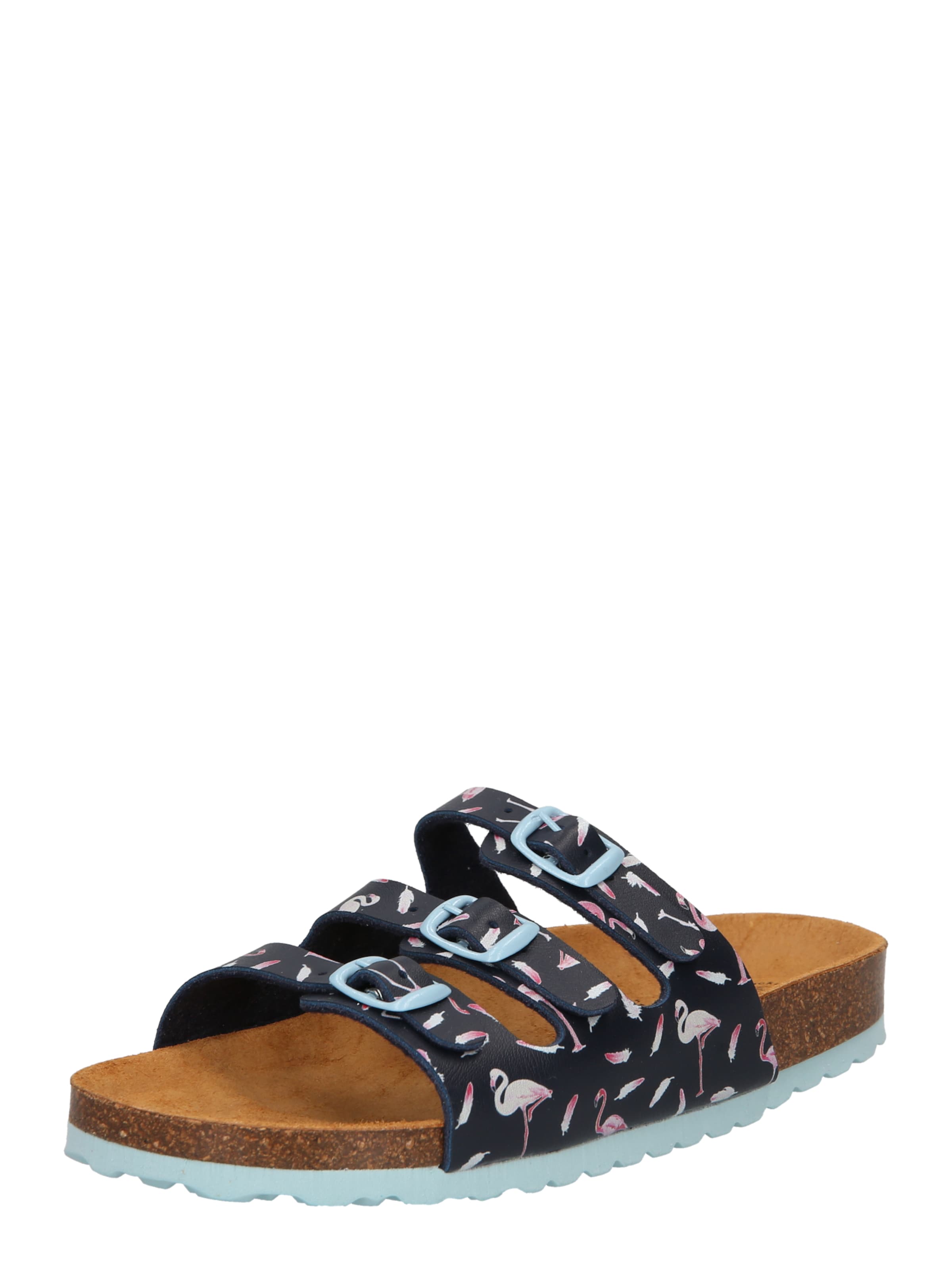 LICO Pantolette 'Bioline Flamingo' in Blau: Vorderseite