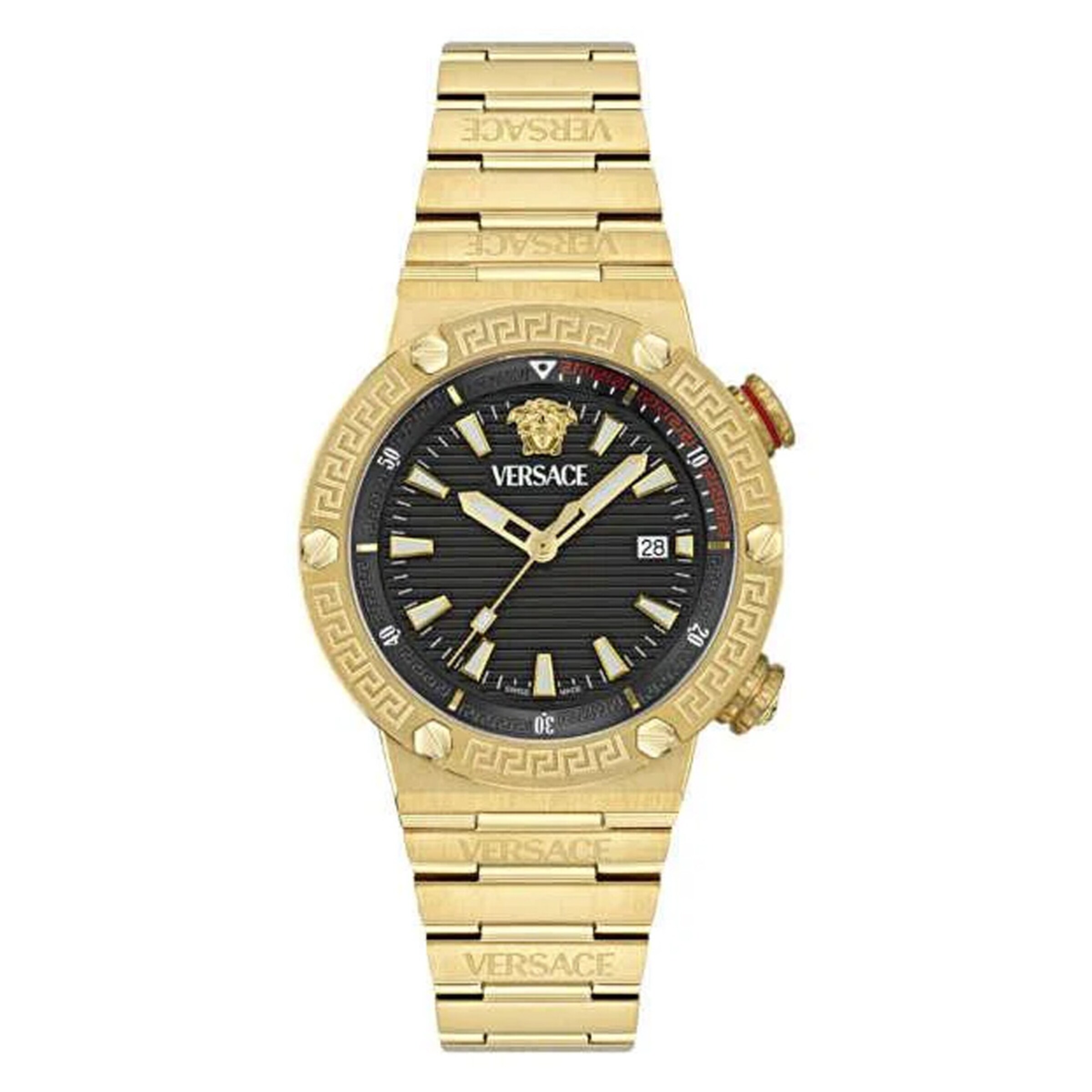 VERSACE Analoguhr 'Greca Logo Diver' in Gold: Vorderseite