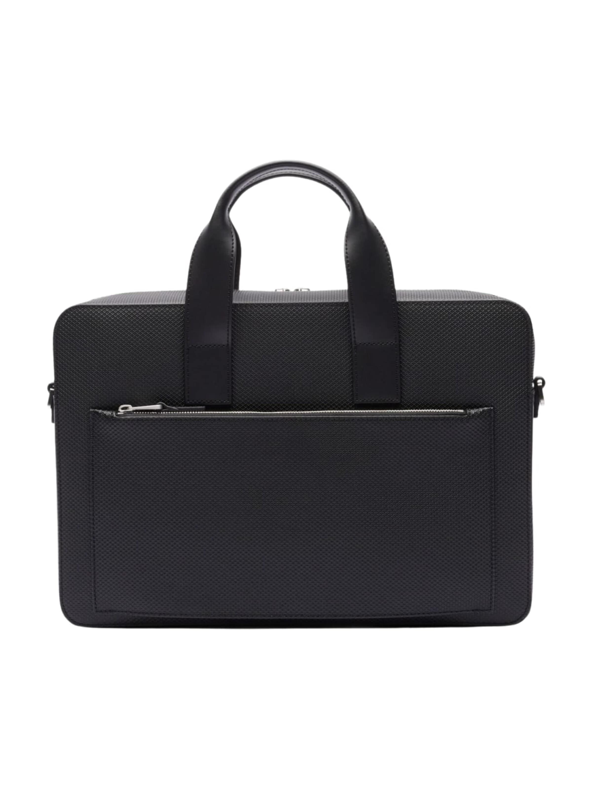 LACOSTE Torebka 'Lacoste Sac ordinateur Chantaco en Cuir Noir' w kolorze czarny