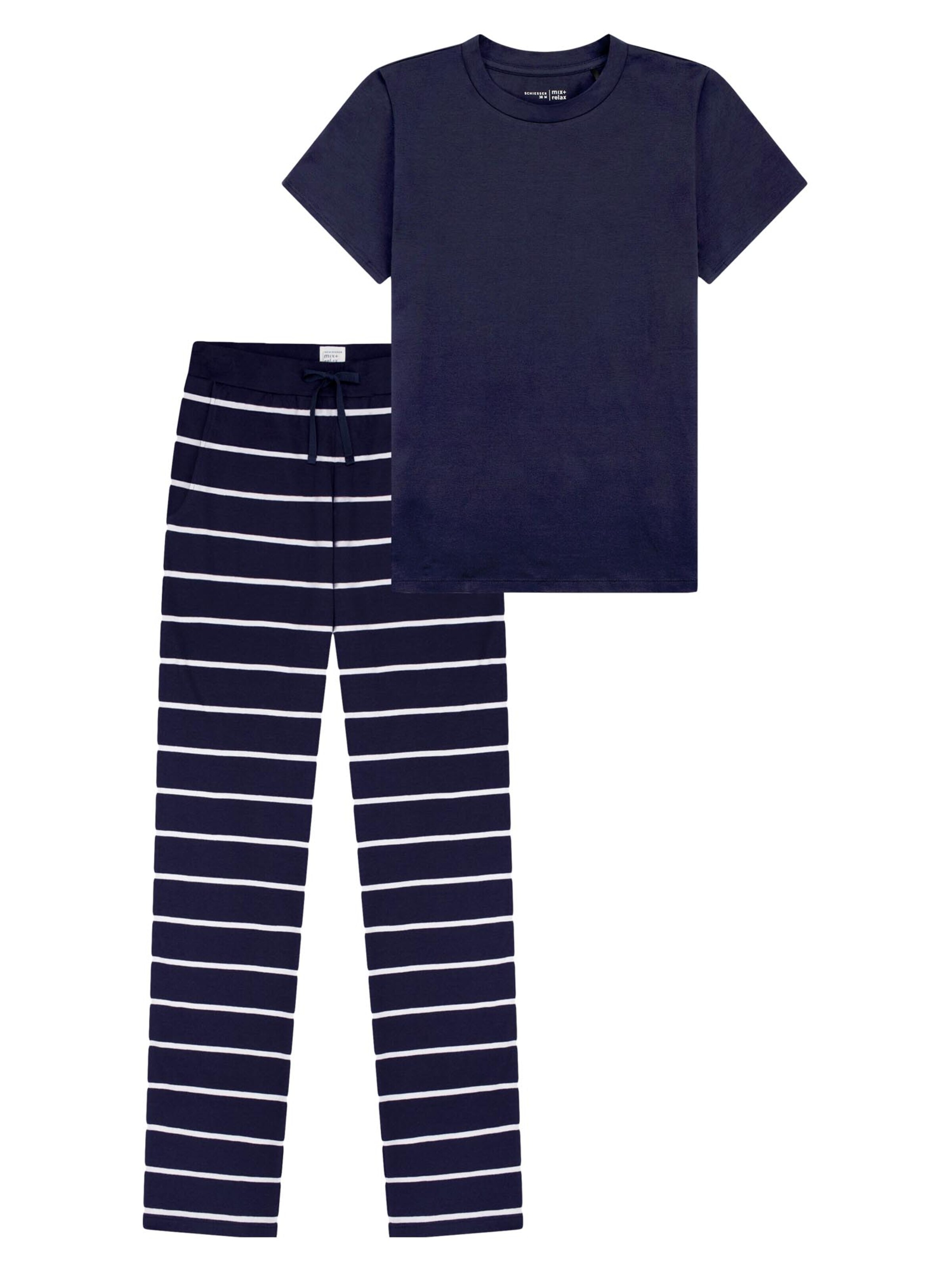 SCHIESSER Pyjama 'Mix & Relax' in Blauw: voorkant