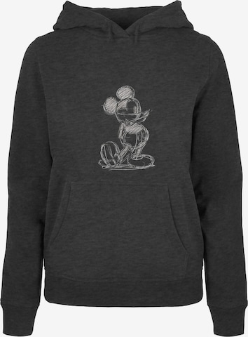 ABSOLUTE CULT Sweatshirt 'Mickey Mouse - Sketch Kick' in Grey: front