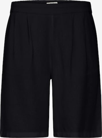 Oxmo Regular Broek ' OXNInna Linen Mix Bermuda ' in Zwart: voorkant