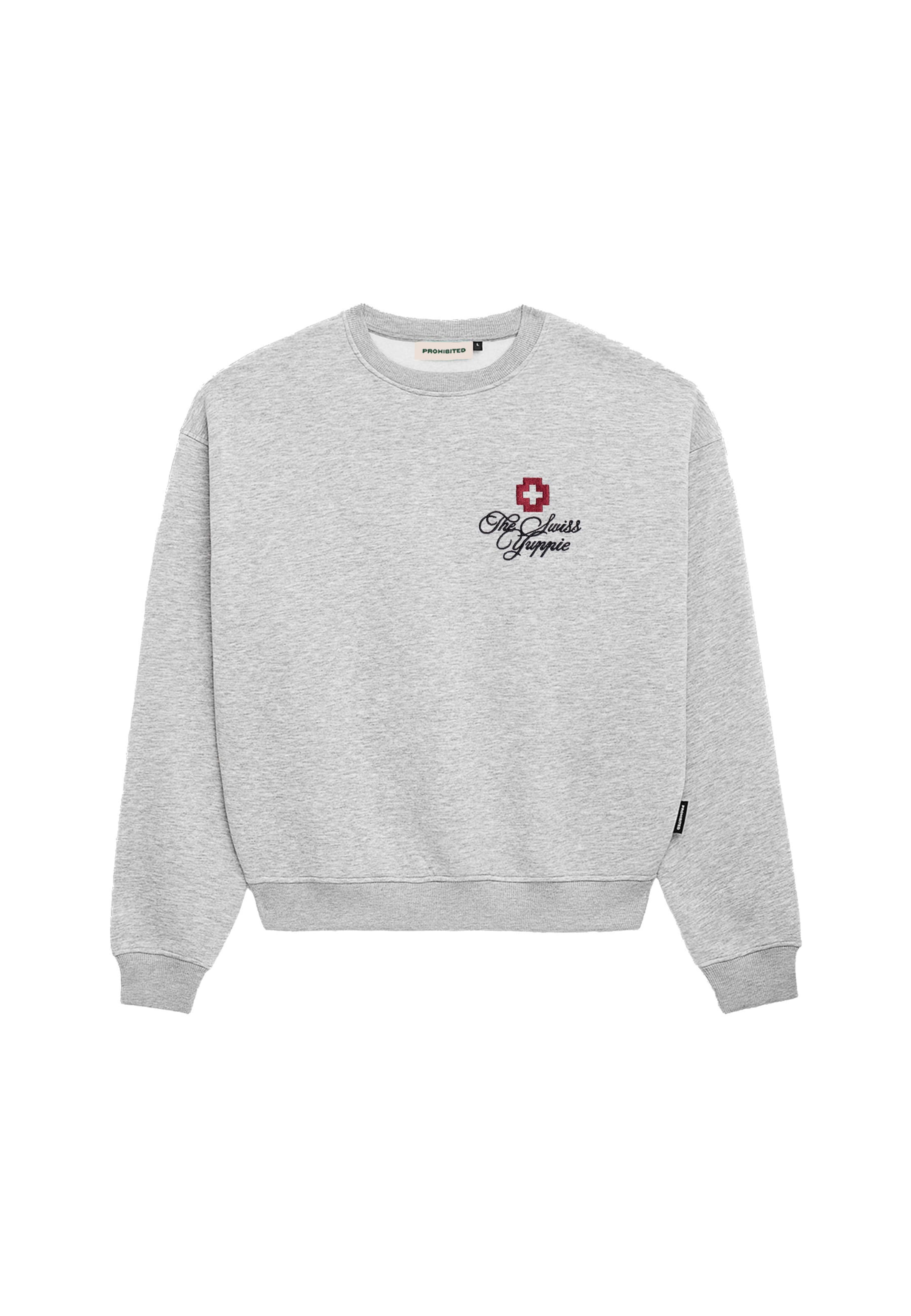 Prohibited Mikina 'The Swiss Yuppie Crewneck' – šedá: přední strana