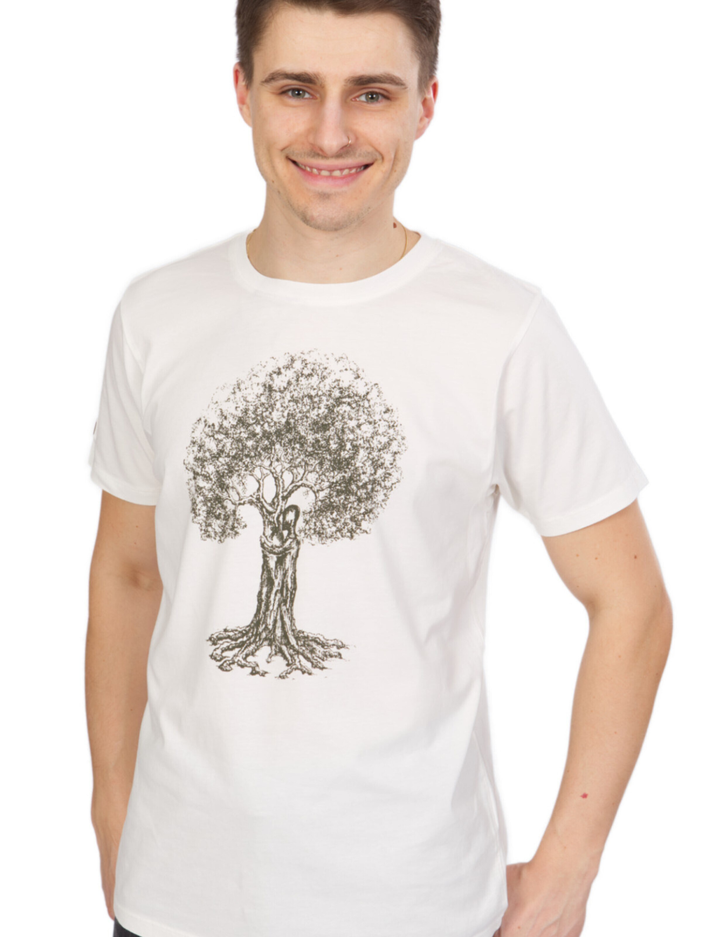 Life-Tree Shirt 'Organic Fairwear  Treehugger' in White: front