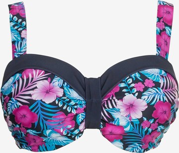 SHEEGO Push-up Bikini Top in Blue: front