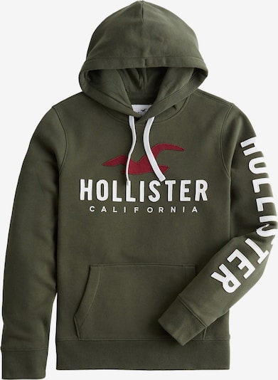 HOLLISTER Sweat-shirt en vert / rouge foncé / blanc, Vue avec produit