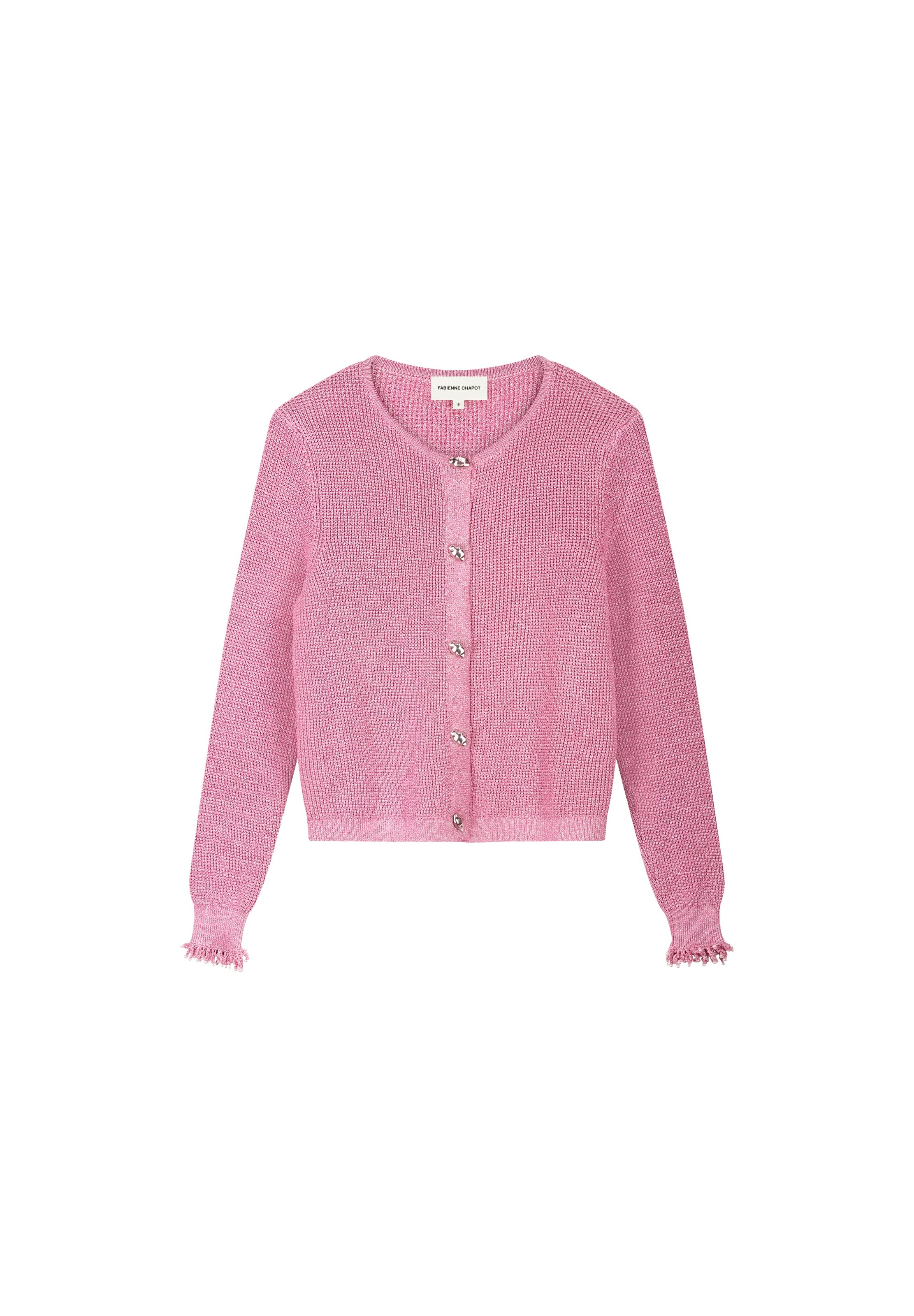 Fabienne Chapot Gebreid vest in Roze: voorkant
