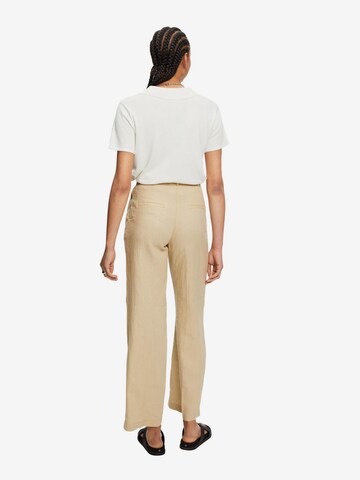 ESPRIT Wide leg Trousers with creases in Beige