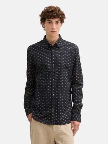 TOM TAILOR DENIM Regular fit Overhemd in Zwart: voorkant