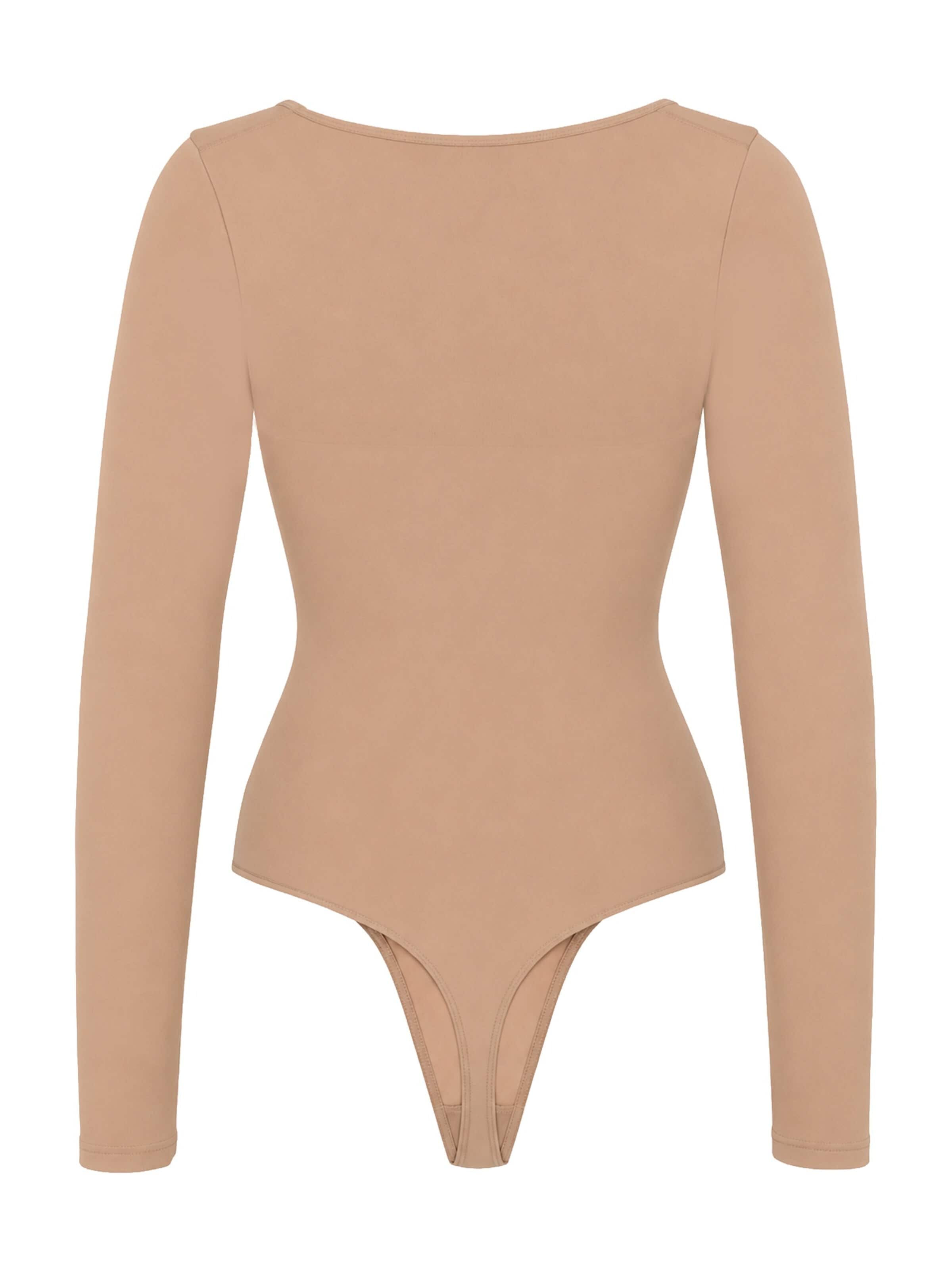 Body modellante 'Longsleeve Sculpting Bodysuit with String' di cfab in beige