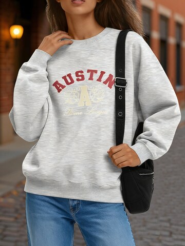 Sweat-shirt 'Women's Crew Neck Sweatshirt with Print, Loose Long Sleeve Fleece Pullover' GORHEY en gris : devant