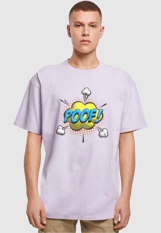 Merchcode T-Shirt 'Poof Comic' in Lila: Vorderseite