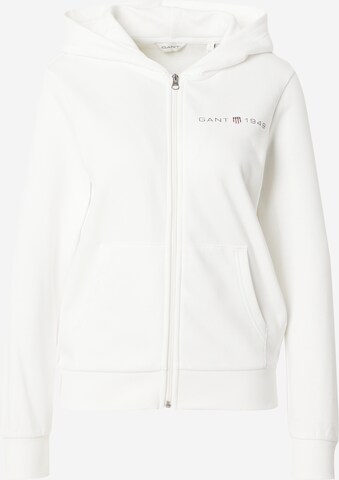 GANT Zip-Up Hoodie in White: front