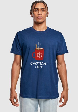 Merchcode Shirt 'Caution Hot' in Blauw: voorkant
