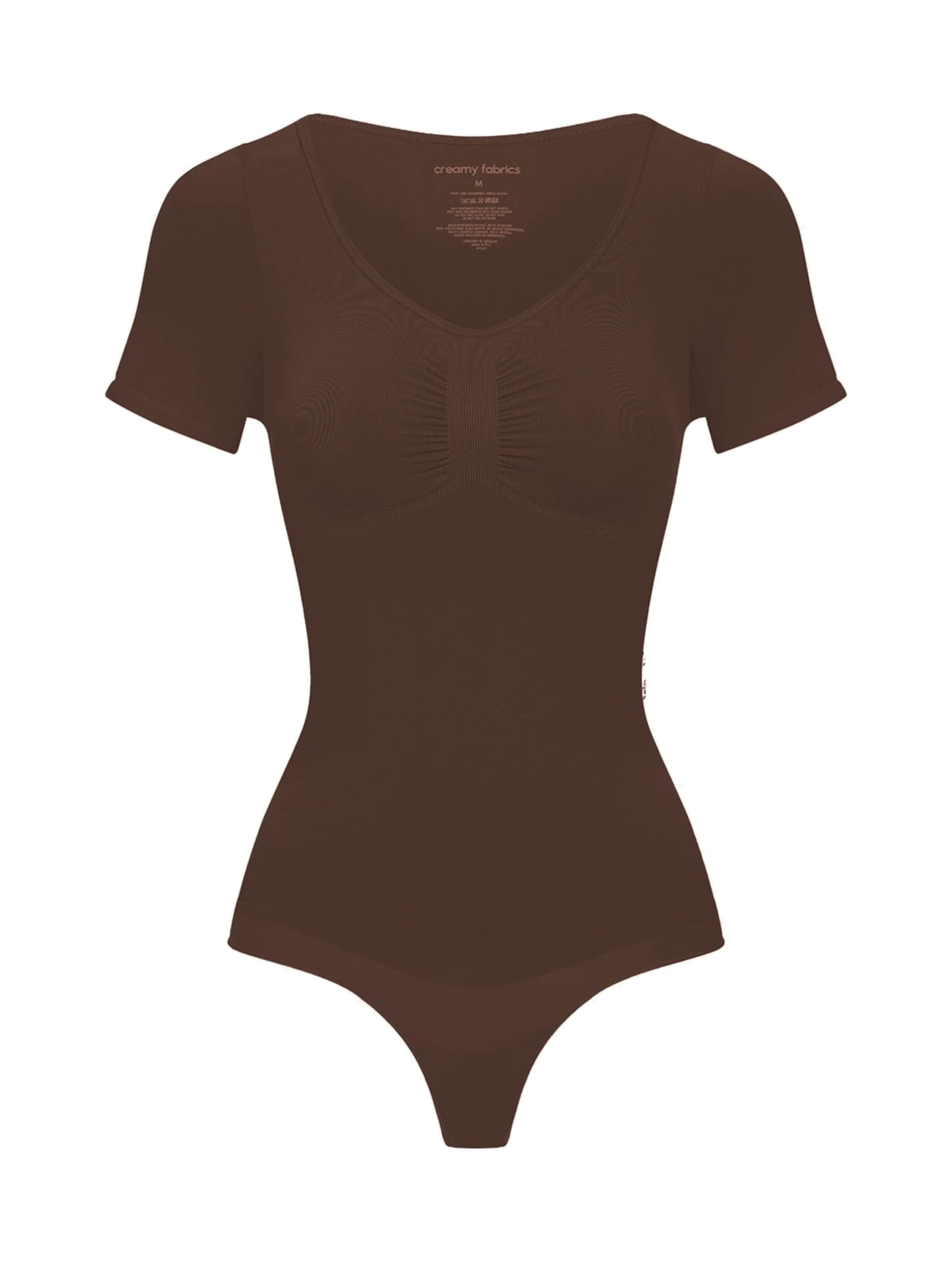 cfab (formerly creamy fabrics) Shaping bodysuit 'T-Shirt Bodysuit Sculpting Shapewear mit String' in Brown: front