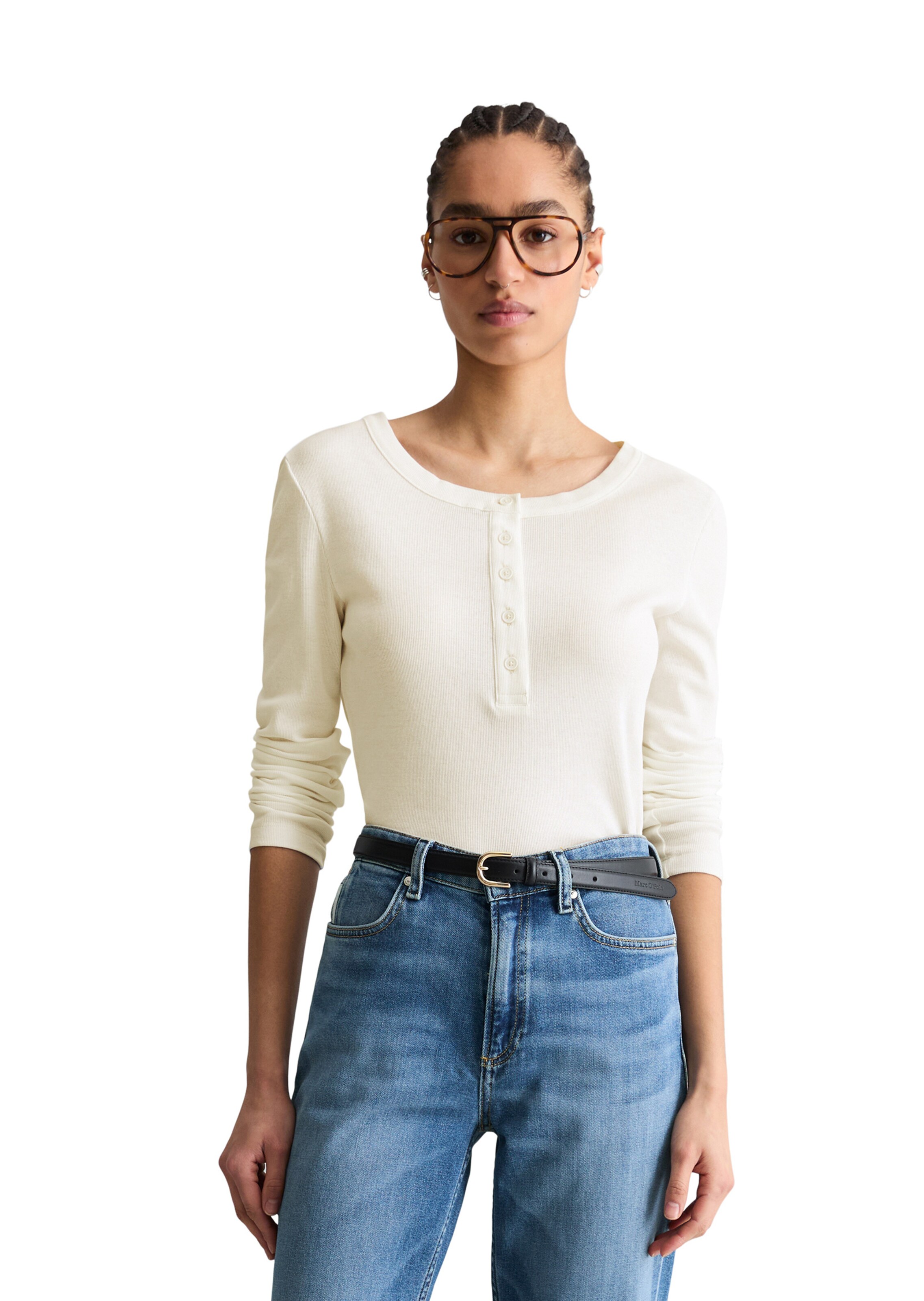 Marc O'Polo DENIM Shirt 'Serafino' in Beige: Vorderseite
