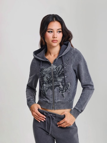 Ed Hardy - Sudadera con cremallera 'Stay True' en negro: frente