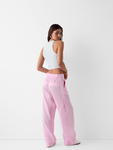 Bershka Regular Pleat-Front Pants in Pink