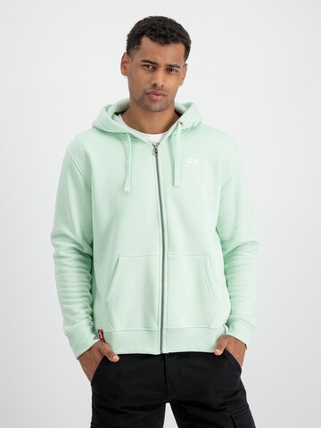 ALPHA INDUSTRIES Sweat jacket in Green: front
