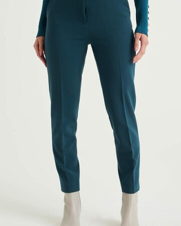 Coupe slim Pantalon à plis WE Fashion en bleu