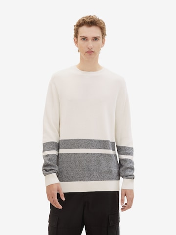 TOM TAILOR DENIM Sweater in White: front