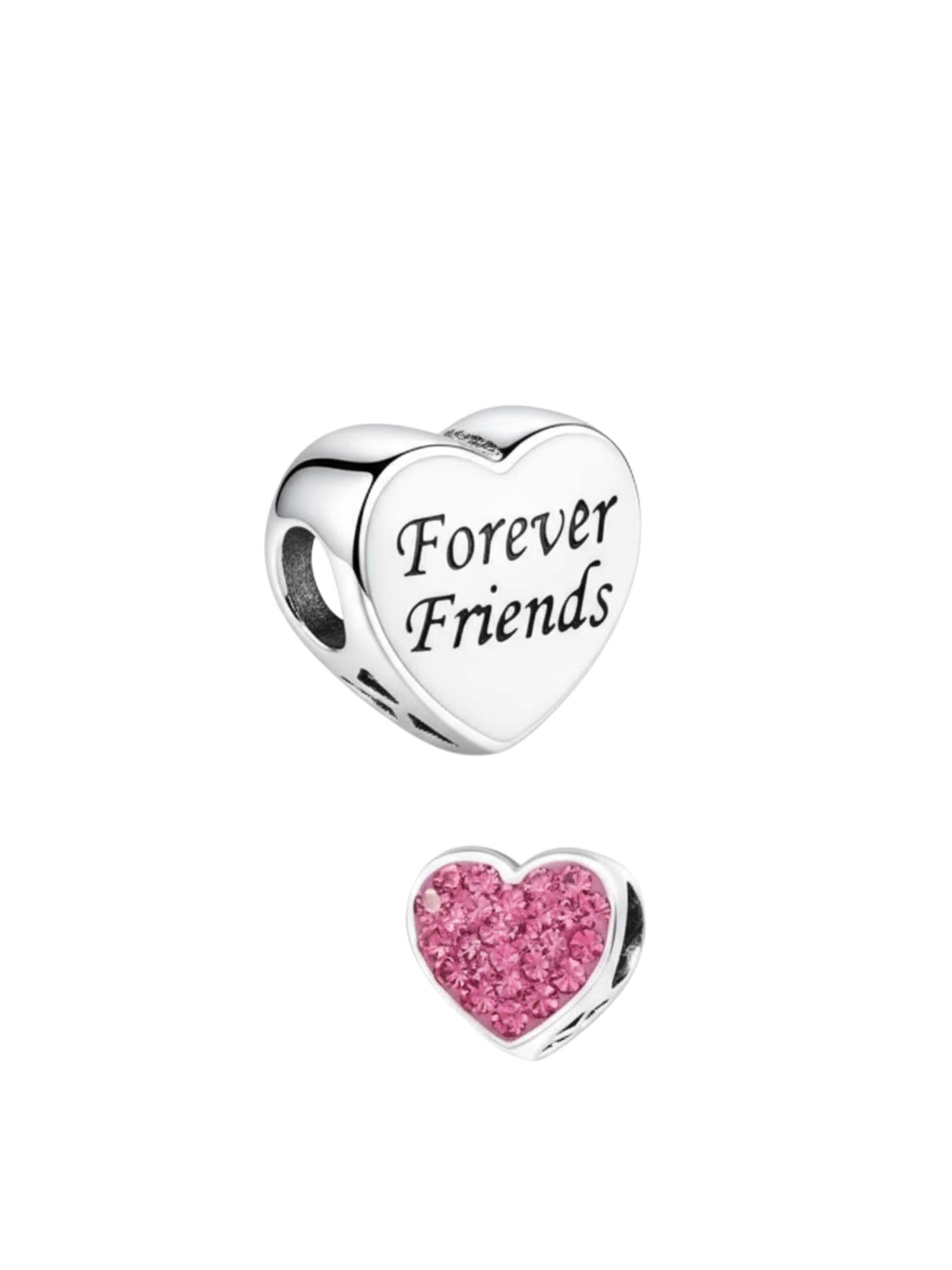 Pendentif 'Silberherz-Perle "Ewige Freunde" mit Kristall' Maxte en argent : devant