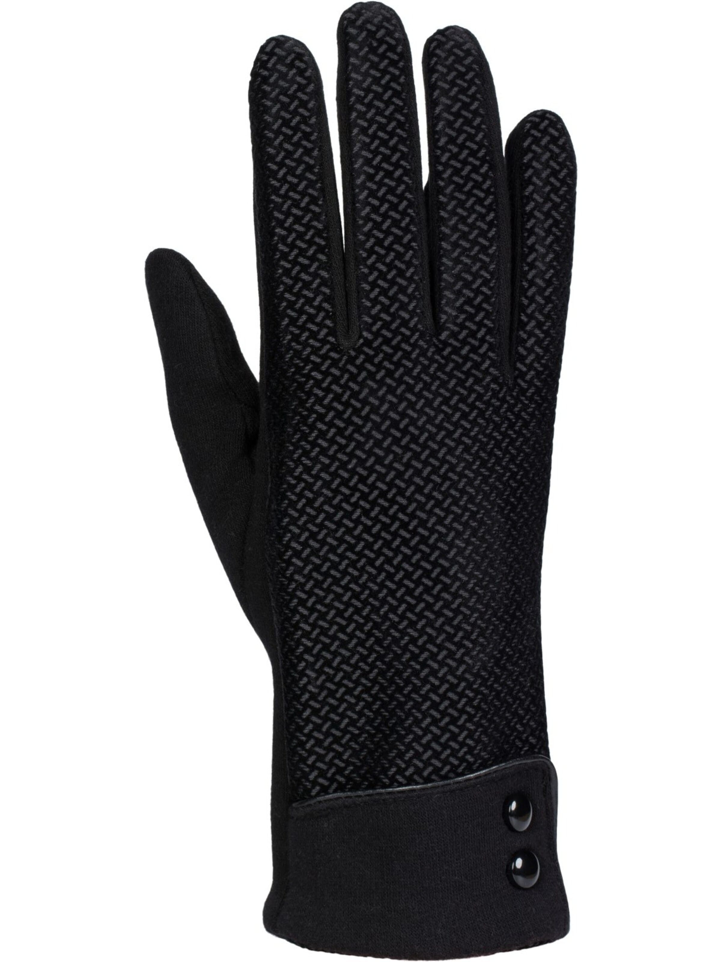 styleBREAKER Full finger gloves 'Touchscreen Handschuhe mit weichem Riffel Muster' in Black