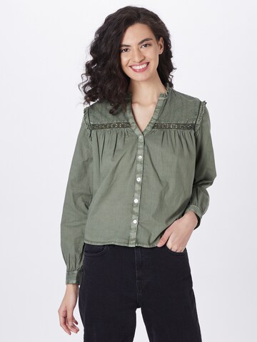 QS Blouse in Groen: voorkant