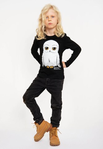 LOGOSHIRT Shirt 'Harry Potter - Hedwig' in Zwart