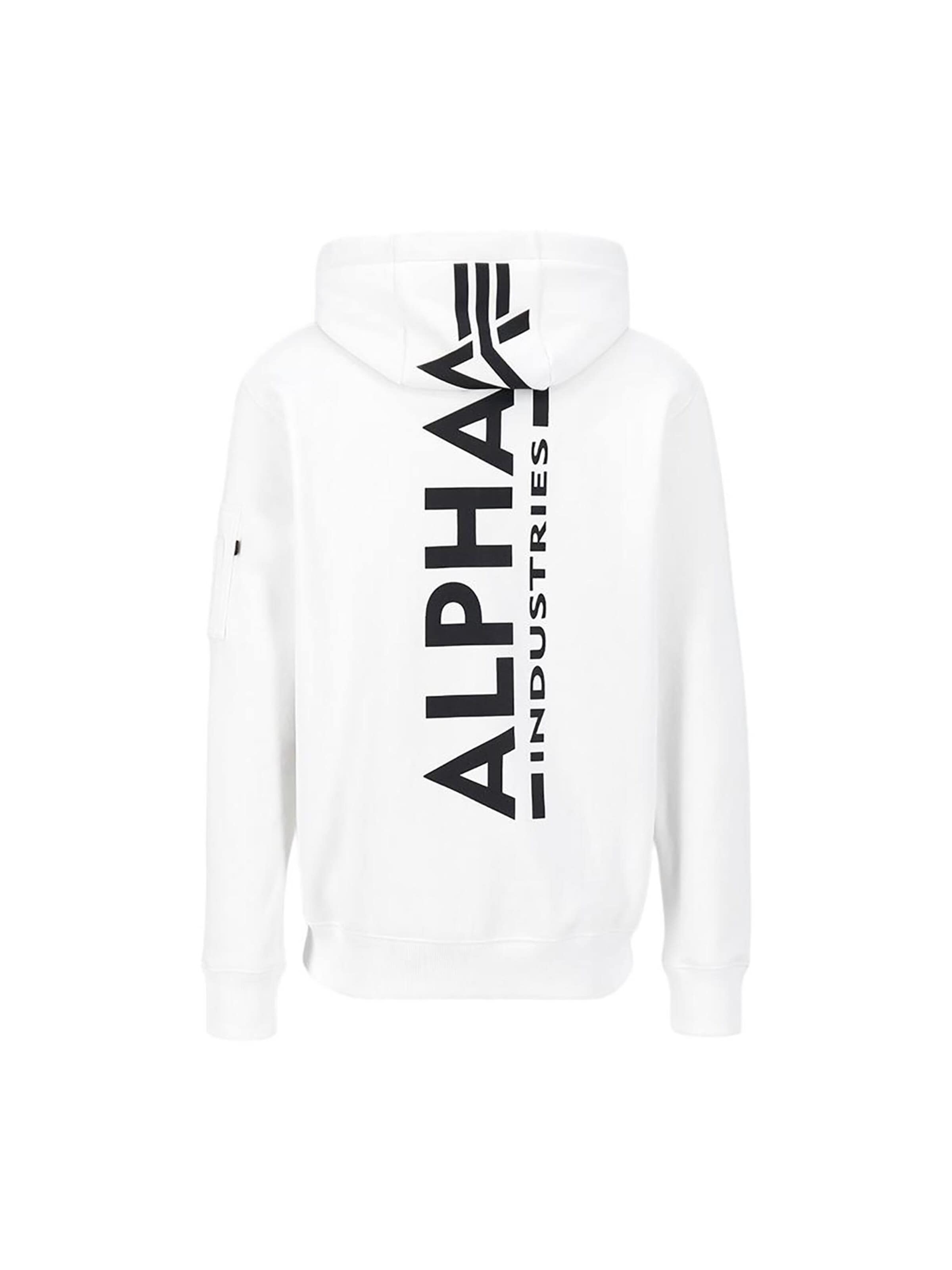 ALPHA INDUSTRIES Mikina 'Backprint' – bílá: přední strana