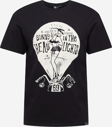 King Kerosin - Camisa 'Bunny in the Headlights' em preto: frente