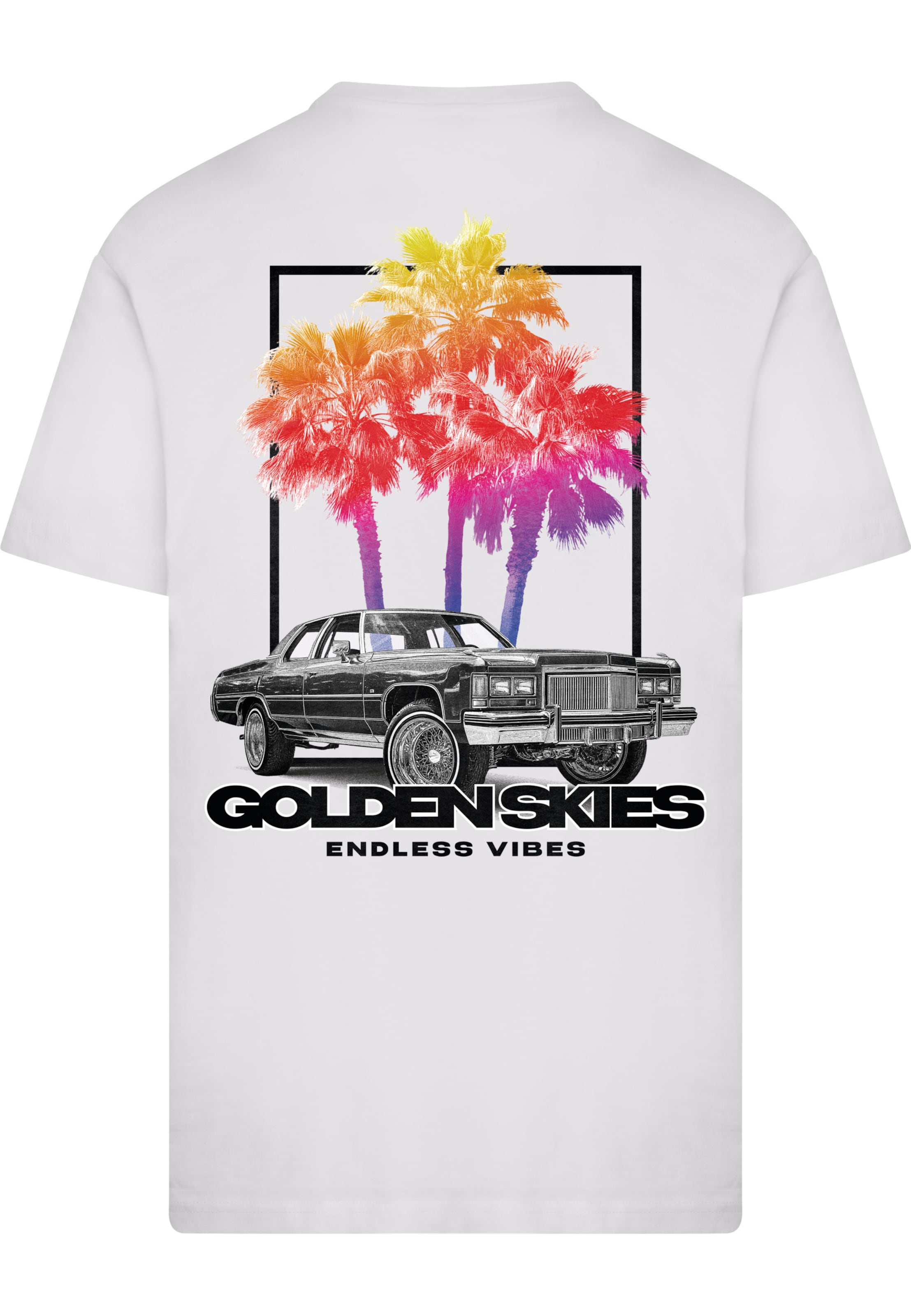 Maglietta 'Golden Skies Endless Vibes' di Mister Tee in bianco