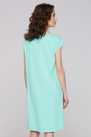 Soccx Jersey-Kleid mit gerafften Schultern und Artwork in Blau