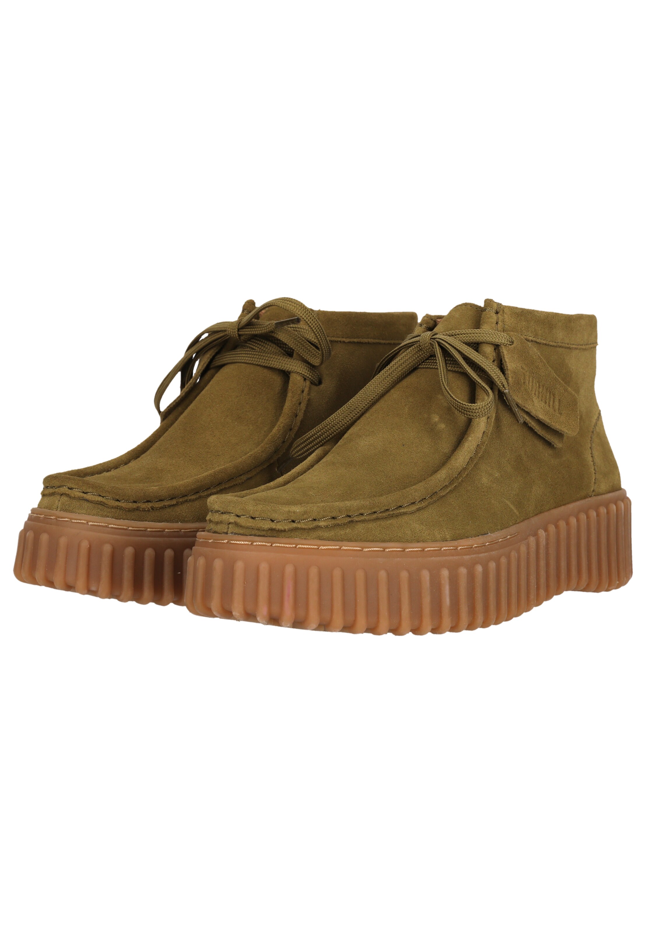 CLARKS Lace-Up Ankle Boots 'Torhill Moss' in Green