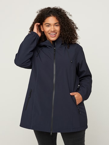 Zizzi Between-Season Jacket in Blue: front