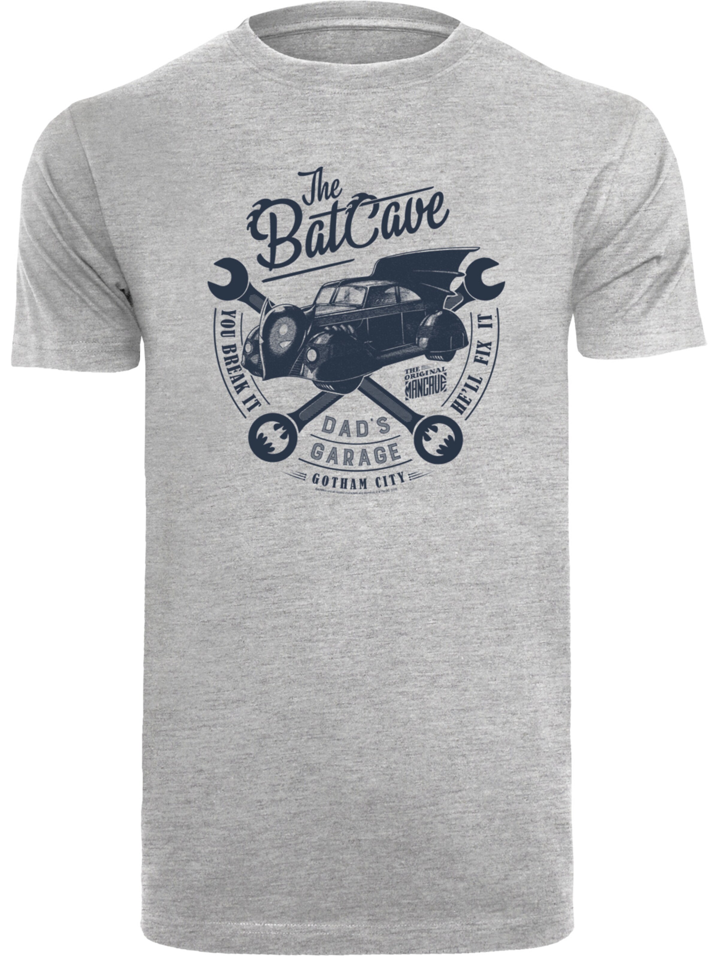 F4NT4STIC Shirt 'DC Comics Batman Dad's Garage' in Grey: front