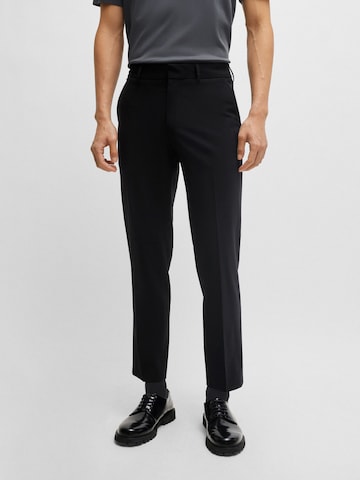 BOSS Slim fit Pleated Pants 'P-Genius' in Black: front