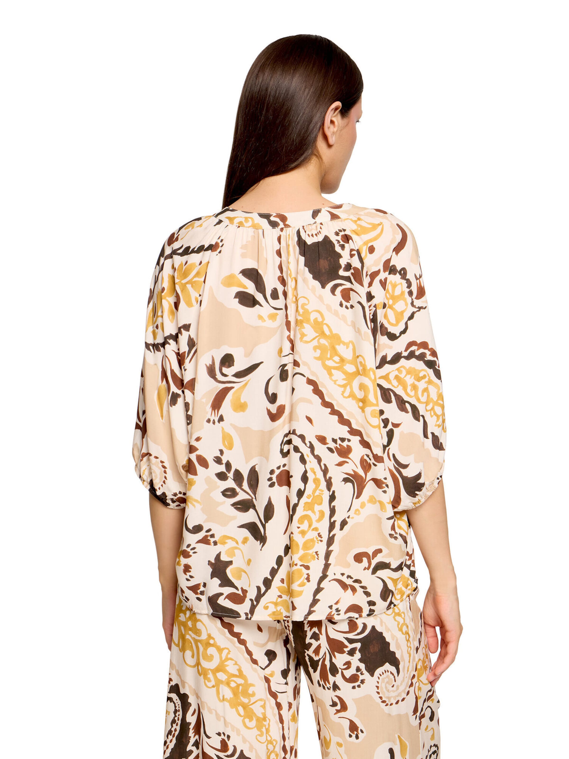 Cartoon Casual-Bluse mit Raffung in Gelb
