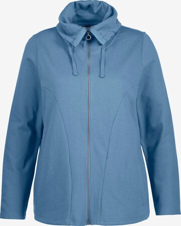 Ulla Popken Zip-Up Hoodie in Blue: front