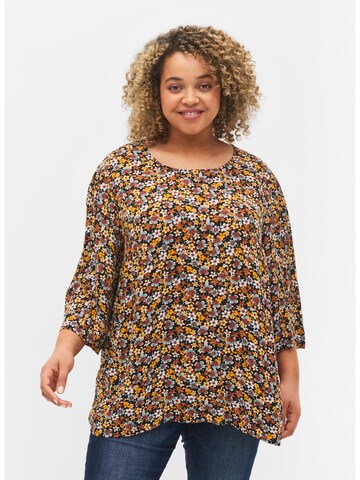 Zizzi Bluse 'Rose' in Schwarz: Vorderseite