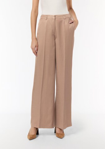 COMMA Wide leg Pleated Pants in Brown: front