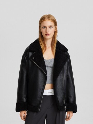 Bershka Winter Jacket in Black: front