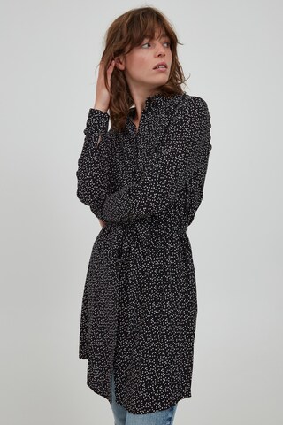 ICHI Shirt Dress in Black: front