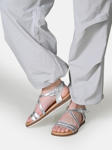 Apple of Eden Strap Sandals in Silver: front
