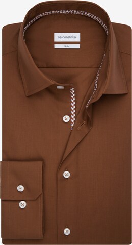 SEIDENSTICKER Slim fit Business Shirt in Brown