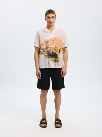 SELECTED HOMME Comfort fit Button Up Shirt in Orange