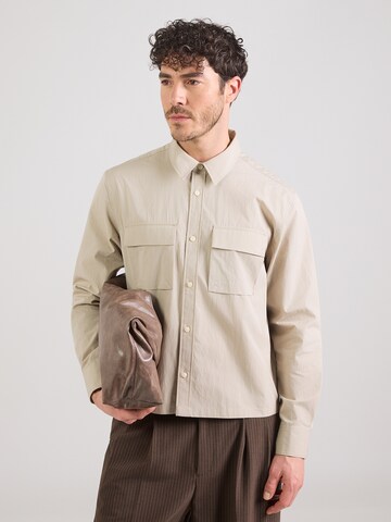 Calvin Klein Regular fit Πουκάμισο σε μπεζ: μπροστά