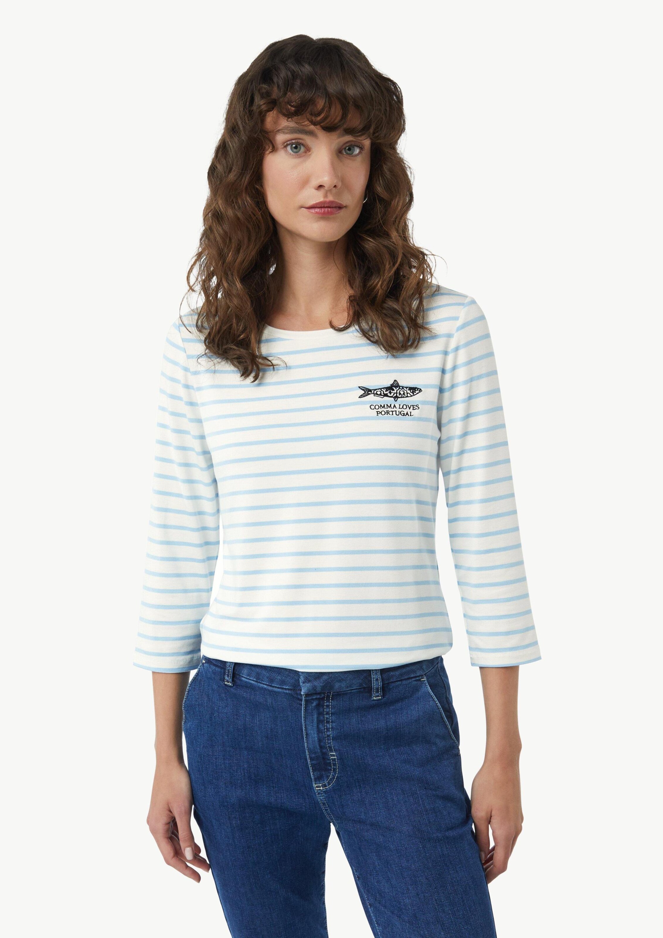 COMMA Shirt in Wit: voorkant