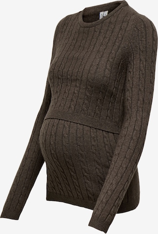 Pull-over 'OLMMera' Only Maternity en marron : devant